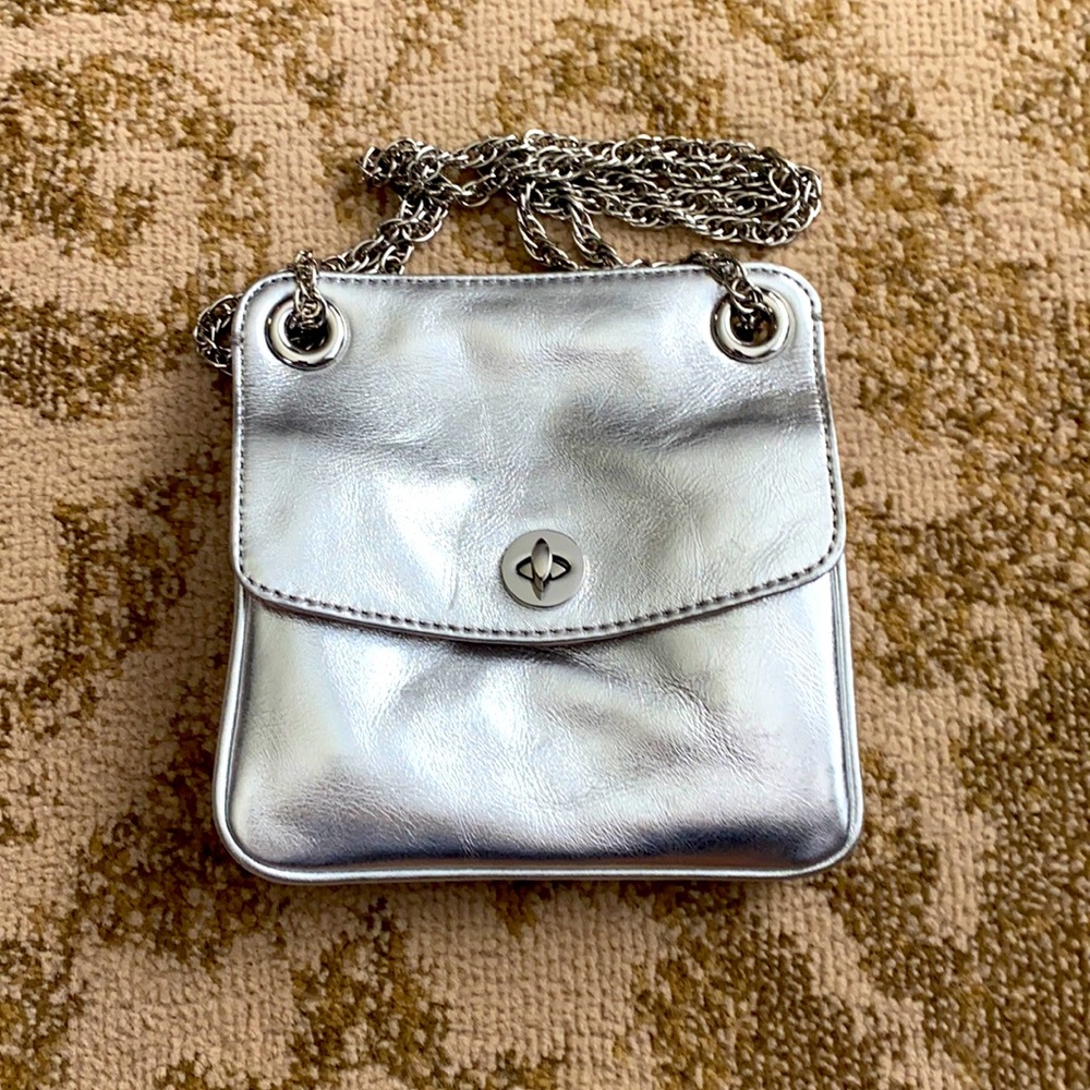 Silver Talbots leather purse, small, evening bag